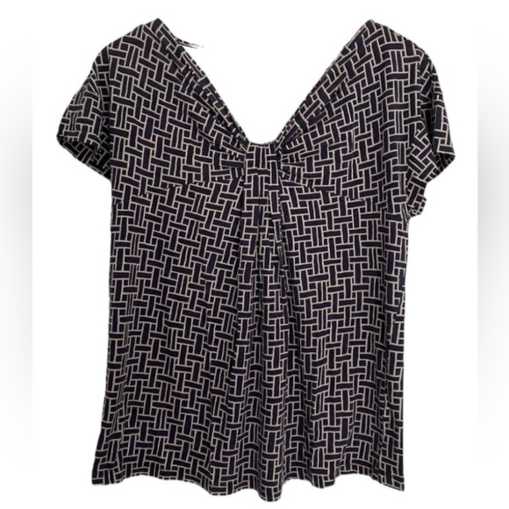 Banana Republic Womens Cap Sleeve V-neck Bow Detail Gathering Pattern Large